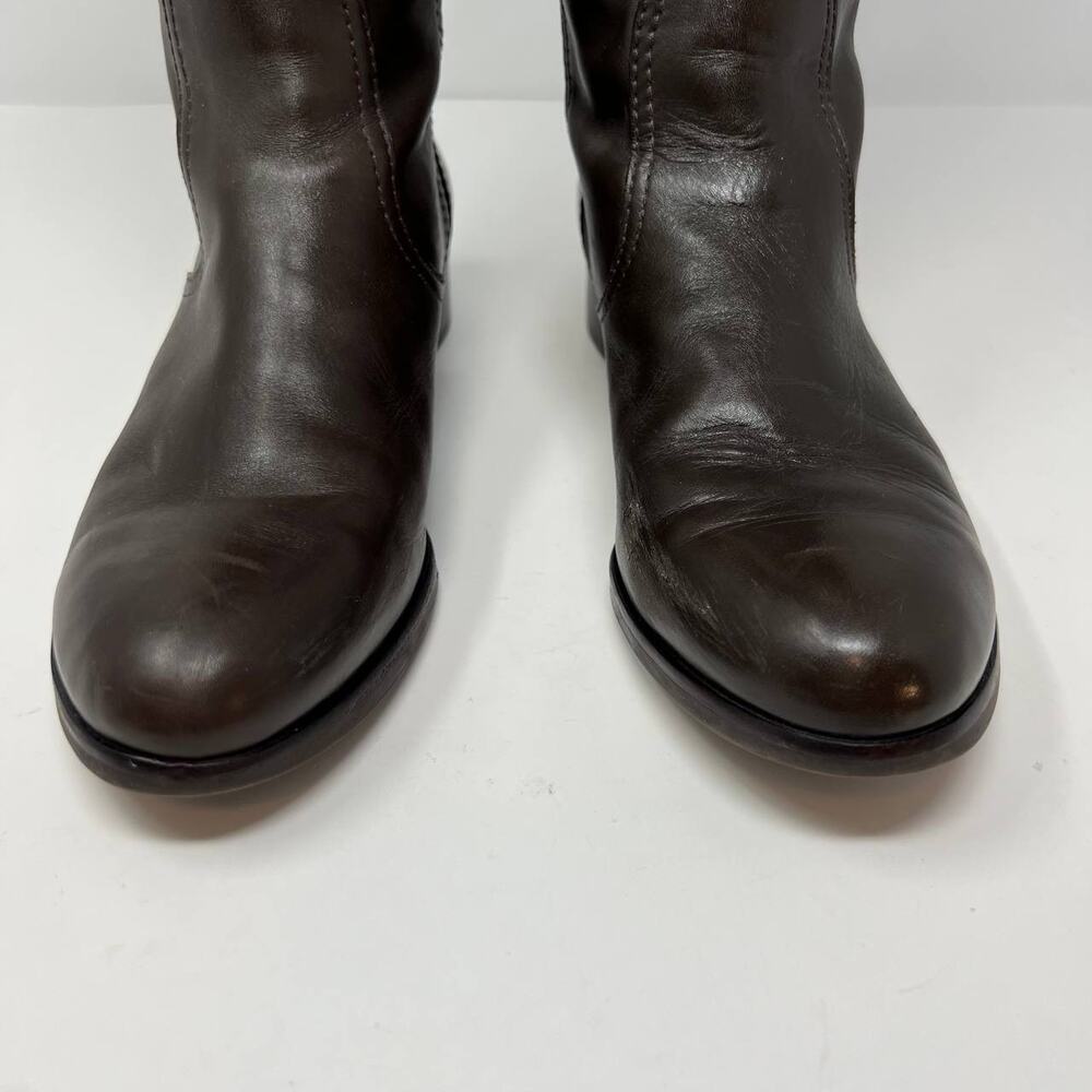 Tory Burch Boots Women's 8M Brown Leather Tall Equestrian Riding Boots Back Zip - Picture 4 of 16
